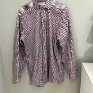 Mens purple plaid button down